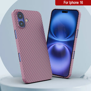 Coque en fibre de carbone Punkcase pour iPhone 16 [Série AramidShield] Kevlar ultra fin et léger [Rose]