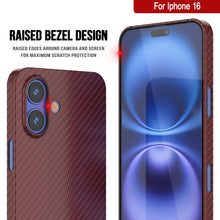 Charger l&#39;image dans la galerie, Coque en fibre de carbone Punkcase pour iPhone 16 [Série AramidShield] Kevlar ultra fin et léger [Rouge]
