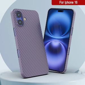 Coque en fibre de carbone Punkcase pour iPhone 16 [Série AramidShield] Kevlar ultra fin et léger [Lilas]