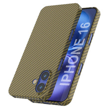 Charger l&#39;image dans la galerie, Coque en fibre de carbone Punkcase pour iPhone 16 [Série AramidShield] Kevlar ultra fin et léger [Or]
