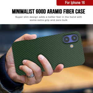 Coque en fibre de carbone Punkcase pour iPhone 16 [Série AramidShield] Kevlar ultra fin et léger [Vert]