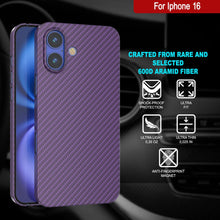 Charger l&#39;image dans la galerie, Coque en fibre de carbone Punkcase pour iPhone 16 [Série AramidShield] Kevlar ultra fin et léger [Violet]
