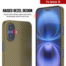 Charger l&#39;image dans la galerie, Coque en fibre de carbone Punkcase pour iPhone 16 [Série AramidShield] Kevlar ultra fin et léger [Or]
