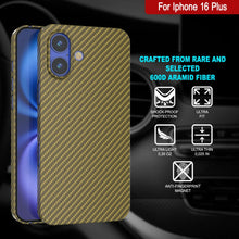 Load image into Gallery viewer, Coque en fibre de carbone Punkcase pour iPhone 16 Plus [Série AramidShield] Kevlar ultra fin et léger [Or]
