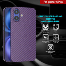 Charger l&#39;image dans la galerie, Coque en fibre de carbone Punkcase pour iPhone 16 Plus [Série AramidShield] Kevlar ultra fin et léger [Violet]
