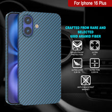 Charger l&#39;image dans la galerie, Coque en fibre de carbone Punkcase pour iPhone 16 Plus [Série AramidShield] Kevlar ultra fin et léger [Bleu]
