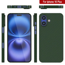 Load image into Gallery viewer, Coque en fibre de carbone Punkcase pour iPhone 16 Plus [Série AramidShield] Kevlar ultra fin et léger [Vert]
