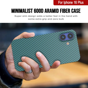 Coque en fibre de carbone Punkcase pour iPhone 16 Plus [Série AramidShield] Kevlar ultra fin et léger [Teal]