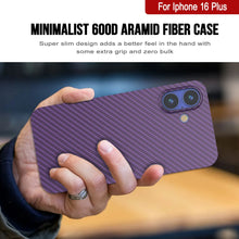 Charger l&#39;image dans la galerie, Coque en fibre de carbone Punkcase pour iPhone 16 Plus [Série AramidShield] Kevlar ultra fin et léger [Violet]
