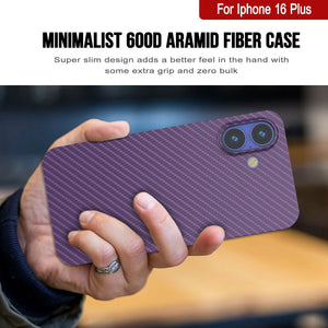 Coque en fibre de carbone Punkcase pour iPhone 16 Plus [Série AramidShield] Kevlar ultra fin et léger [Violet]