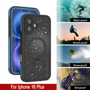 Coque étanche pour iPhone 16 Plus [Série Kickstud 2.0] Coque de protection IP68 avec protecteur d'écran et béquille [Bleu]