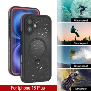 Coque étanche pour iPhone 16 Plus [Série Kickstud 2.0] Coque de protection IP68 avec protecteur d'écran et béquille [Rose]