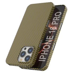 Coque en fibre de carbone Punkcase pour iPhone 16 Pro [Série AramidShield] Kevlar ultra fin et léger [Or]