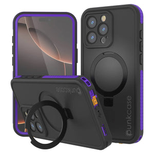 Coque étanche pour iPhone 16 Pro Max [Série Kickstud 2.0] Coque de protection IP68 avec protecteur d'écran et béquille [Violet]