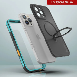 Coque étanche pour iPhone 16 Pro [Série Kickstud 2.0] Coque de protection IP68 avec protecteur d'écran et béquille [Bleu sarcelle]