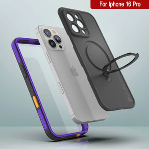 Coque étanche pour iPhone 16 Pro [Série Kickstud 2.0] Coque de protection IP68 avec protecteur d'écran et béquille [Violet]