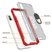 Charger l'image dans la galerie, Coque PunkCase pour iPhone X [Série Magnetix 2.0] Étui transparent en TPU de protection avec support [Rouge]
