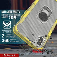 Load image into Gallery viewer, PunkCase pour iPhone X [Série Magnetix 2.0] Coque transparente en TPU protecteur avec béquille [Jaune]
