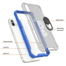Load image into Gallery viewer, PunkCase pour iPhone X [Série Magnetix 2.0] Coque transparente en TPU protectrice avec support intégré [Bleu]
