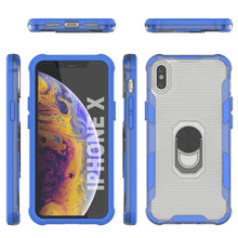 Load image into Gallery viewer, PunkCase pour iPhone X [Série Magnetix 2.0] Coque transparente en TPU protectrice avec support intégré [Bleu]
