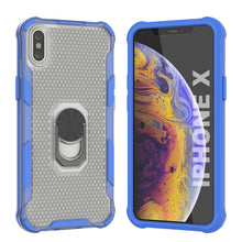 Load image into Gallery viewer, PunkCase pour iPhone X [Série Magnetix 2.0] Coque transparente en TPU protectrice avec support intégré [Bleu]
