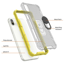 Load image into Gallery viewer, PunkCase pour iPhone X [Série Magnetix 2.0] Coque transparente en TPU protecteur avec béquille [Jaune]
