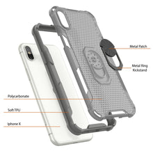 Load image into Gallery viewer, Coque PunkCase pour iPhone X [Série Magnetix 2.0] Coque transparente de protection en TPU avec support [Gris]

