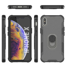 Charger l'image dans la galerie, Coque PunkCase pour iPhone X [série Magnetix 2.0] Housse de protection transparente en TPU avec béquille [noir]
