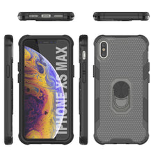 Charger l&#39;image dans la galerie, Étui PunkCase pour iPhone XS Max [Série Magnetix 2.0] Coque transparente en TPU protectrice avec béquille [Noir].
