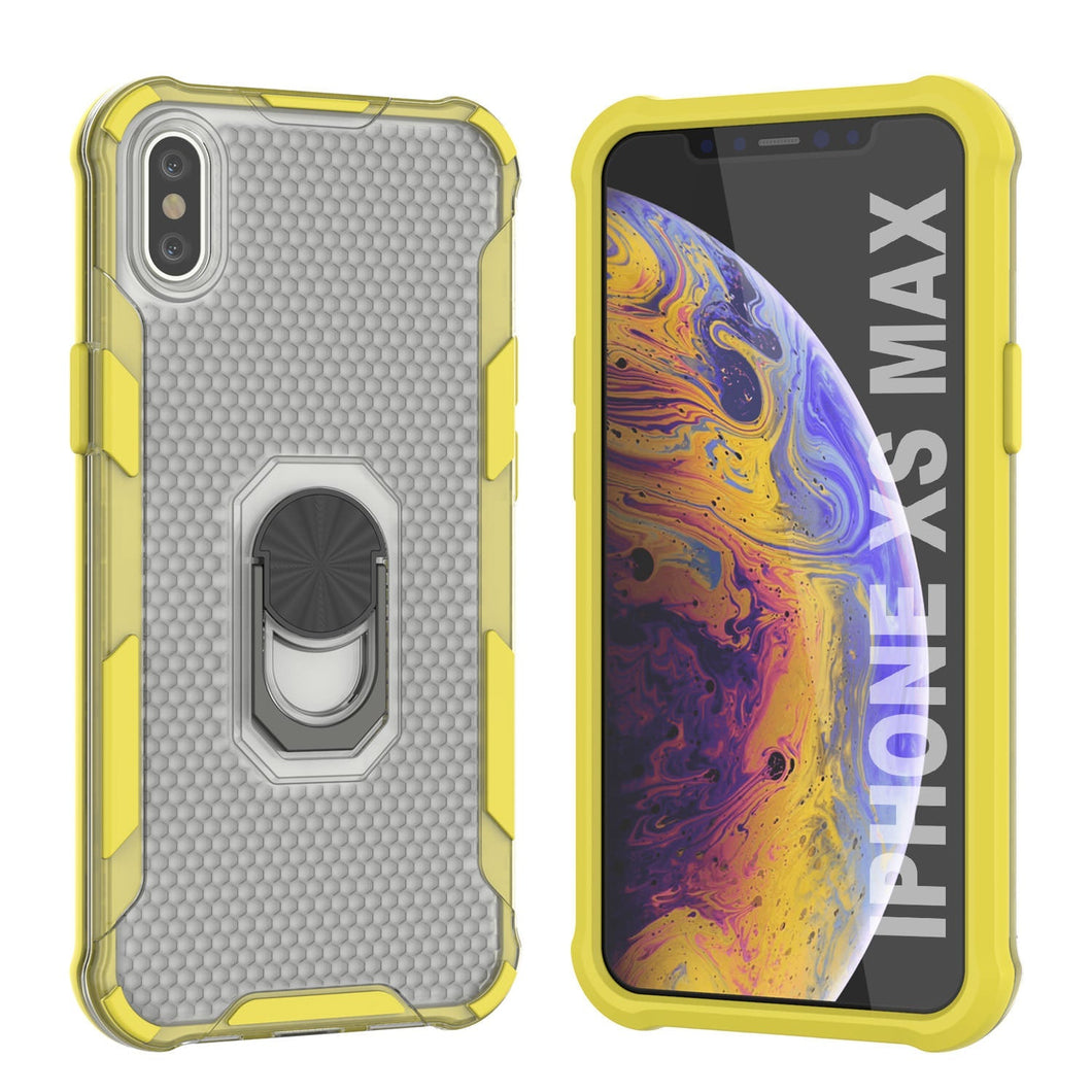 Coque PunkCase pour iPhone XS Max [Série Magnetix 2.0] Coque TPU transparente de protection avec béquille [Jaune]