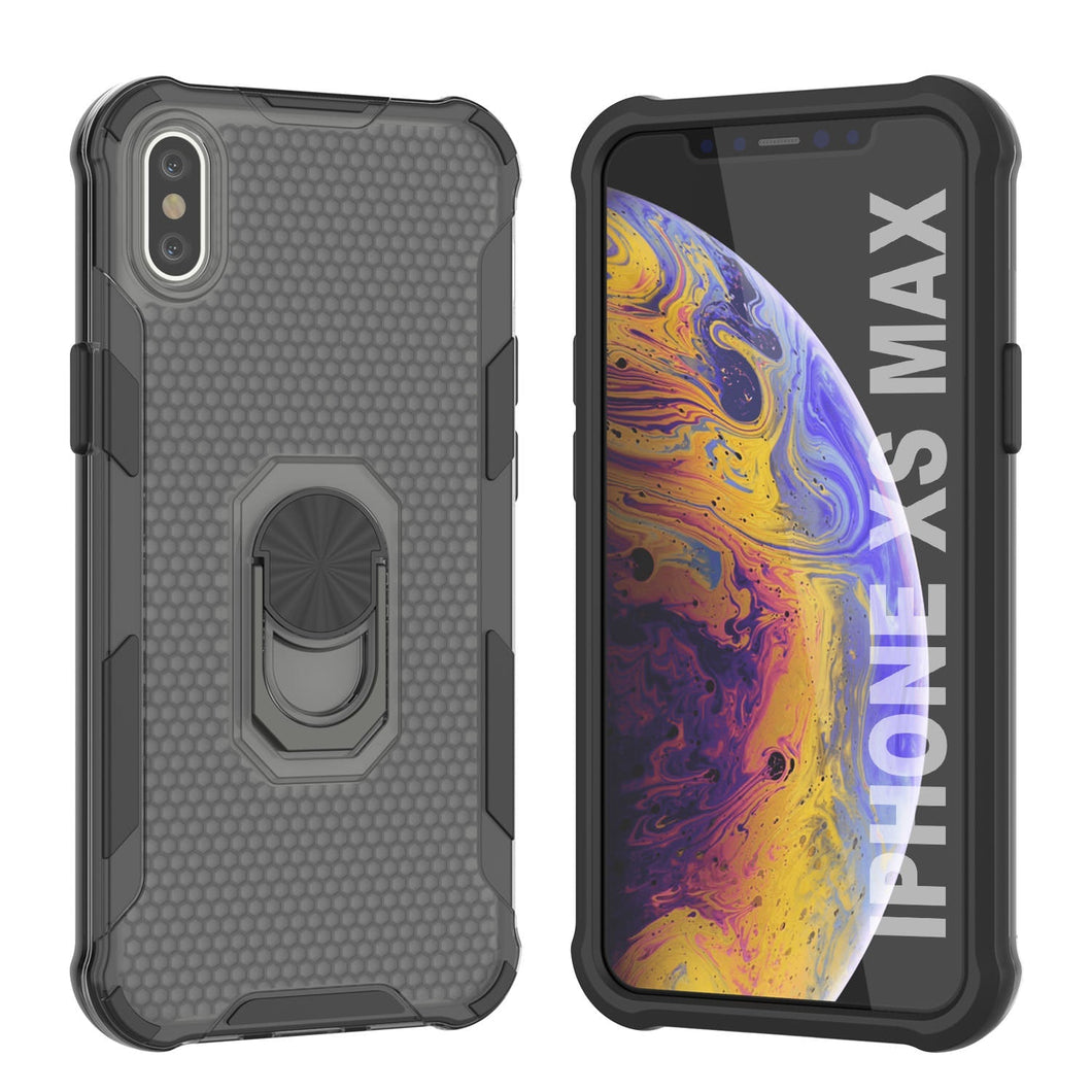 Étui PunkCase pour iPhone XS Max [Série Magnetix 2.0] Coque transparente en TPU protectrice avec béquille [Noir].