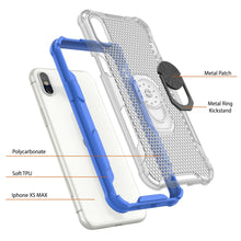 Charger l&#39;image dans la galerie, Étui PunkCase pour iPhone XS Max [Série Magnetix 2.0] Coque transparente protectrice en TPU avec béquille [Bleu]
