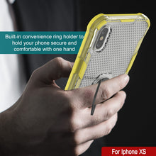 Load image into Gallery viewer, Coque PunkCase pour iPhone XS [Série Magnetix 2.0] Coque de protection transparente en TPU avec support intégré [Jaune]
