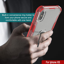 Load image into Gallery viewer, Étui PunkCase pour iPhone XS [Série Magnetix 2.0] Coque protectrice transparente en TPU avec support [Rouge]
