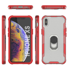 Load image into Gallery viewer, Étui PunkCase pour iPhone XS [Série Magnetix 2.0] Coque protectrice transparente en TPU avec support [Rouge]
