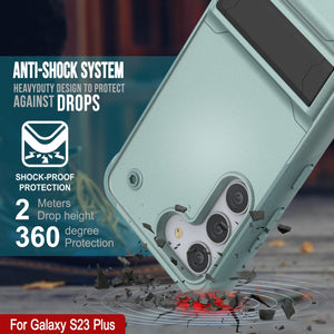 Coque Punkcase Galaxy S23+ Plus [Série Reliance] Coque de protection hybride de qualité militaire avec support intégré [Vert]