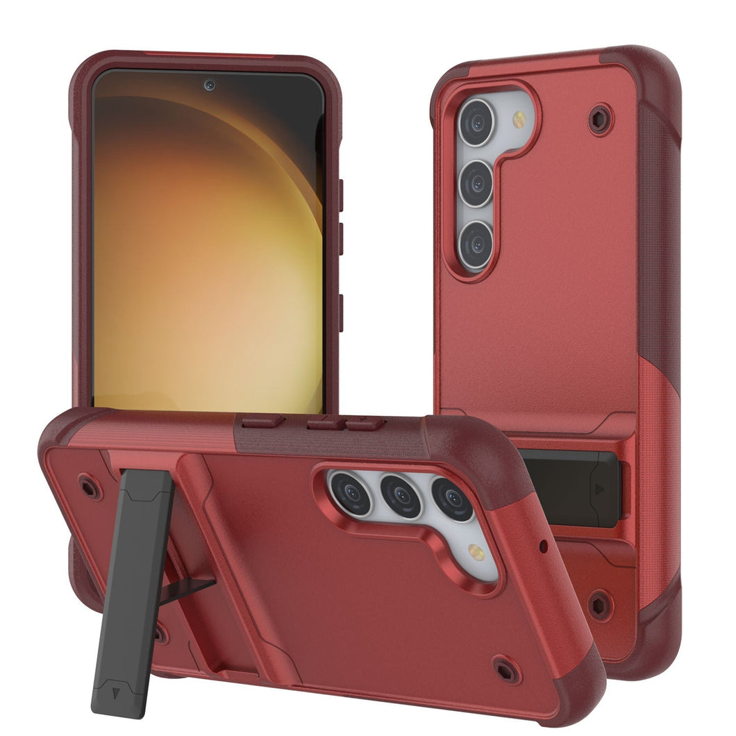 Coque Punkcase Galaxy S23+ Plus [Série Reliance] Housse de protection hybride robuste de qualité militaire avec pied intégré [Rouge-Rose]