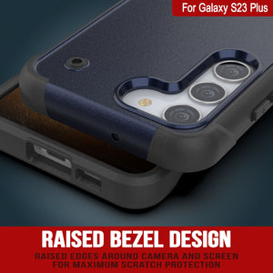 Coque Punkcase Galaxy S23+ Plus [Série Reliance] Étui hybride de protection de qualité militaire avec support intégré [Bleu marine-noir]