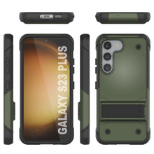 Charger l&#39;image dans la galerie, Punkcase Coque pour Galaxy S23+ Plus [Série Reliance] Étui de Protection Hybride de Qualité Militaire avec Support Intégré [Vert Armée-Noir]
