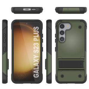 Punkcase Coque pour Galaxy S23+ Plus [Série Reliance] Étui de Protection Hybride de Qualité Militaire avec Support Intégré [Vert Armée-Noir]