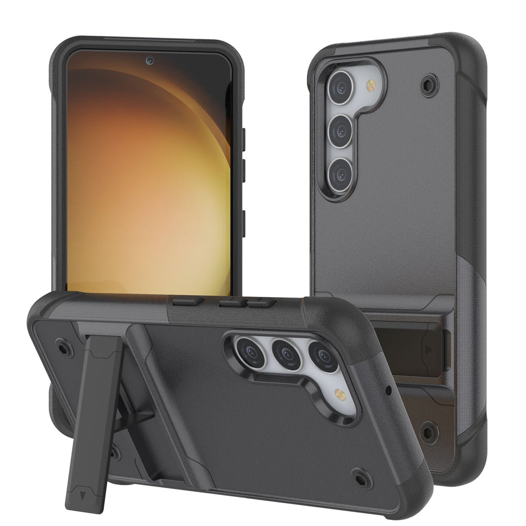 Étui Punkcase Galaxy S23+ Plus [Série Reliance] Coque hybride de protection de qualité militaire avec béquille intégrée [gris-noir]