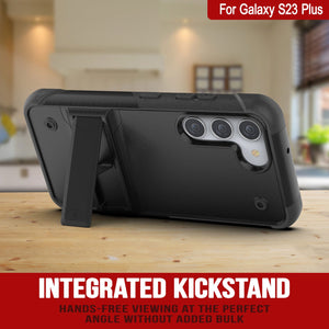 Étui Punkcase Galaxy S23+ Plus [Série Reliance] Coque hybride de protection de qualité militaire avec béquille intégrée [Noir]