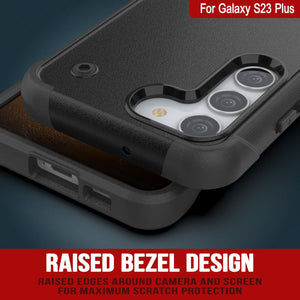 Étui Punkcase Galaxy S23+ Plus [Série Reliance] Coque hybride de protection de qualité militaire avec béquille intégrée [Noir]