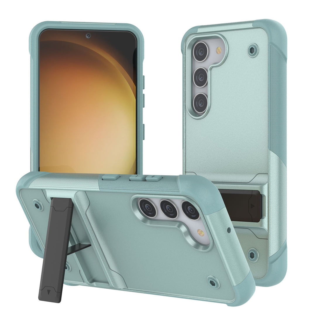 Coque Punkcase Galaxy S23+ Plus [Série Reliance] Coque de protection hybride de qualité militaire avec support intégré [Vert]