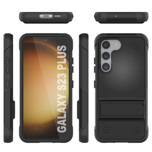 Étui Punkcase Galaxy S23+ Plus [Série Reliance] Coque hybride de protection de qualité militaire avec béquille intégrée [Noir]
