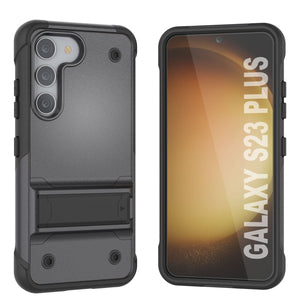 Étui Punkcase Galaxy S23+ Plus [Série Reliance] Coque hybride de protection de qualité militaire avec béquille intégrée [gris-noir]