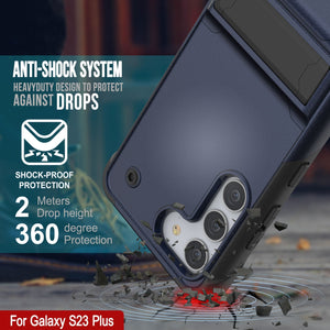Coque Punkcase Galaxy S23+ Plus [Série Reliance] Étui hybride de protection de qualité militaire avec support intégré [Bleu marine-noir]