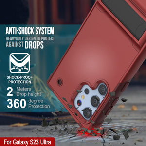 Étui pour Galaxy S23 Ultra Punkcase [Série Reliance] Coque hybride de protection de qualité militaire avec béquille intégrée [Rouge-rose]
