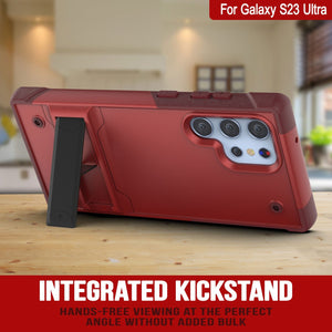 Étui pour Galaxy S23 Ultra Punkcase [Série Reliance] Coque hybride de protection de qualité militaire avec béquille intégrée [Rouge-rose]