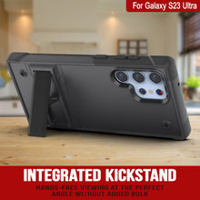 Load image into Gallery viewer, Étui Punkcase Galaxy S23 Ultra [Série Reliance] Coque hybride de protection de qualité militaire avec support intégré [Gris-Noir]

